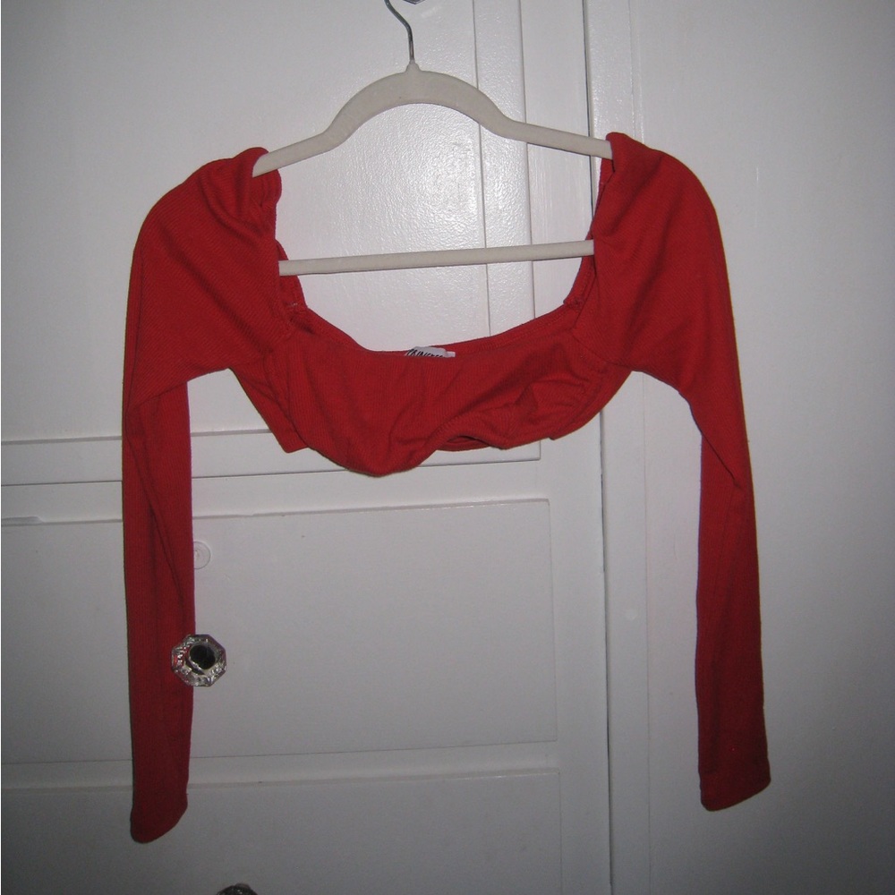 Princess Polly red super cropped long sleeve top